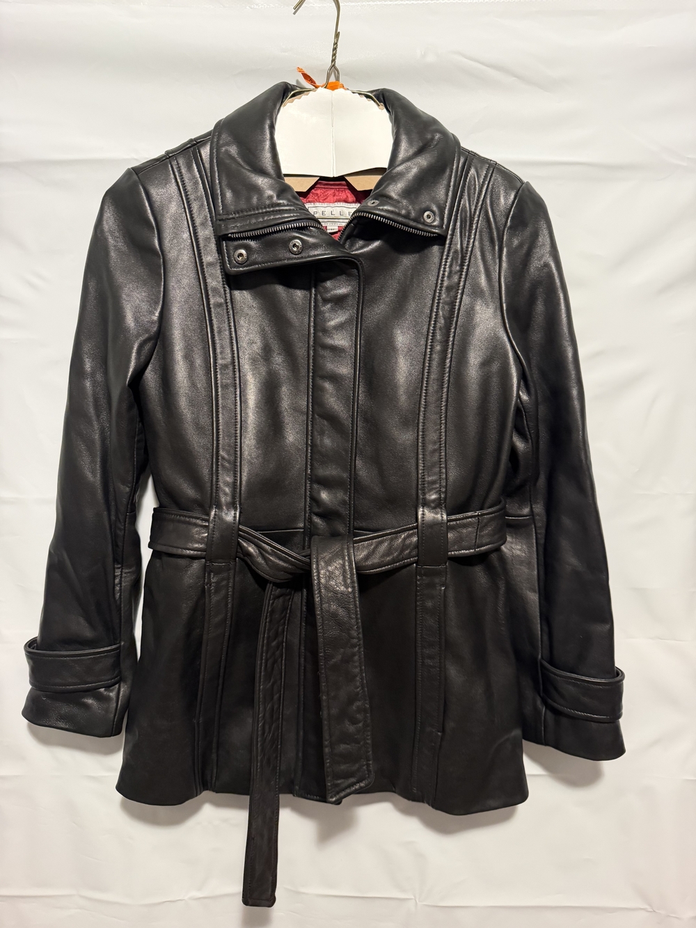Pelle Studio Women's Black Leather Belted Jacket